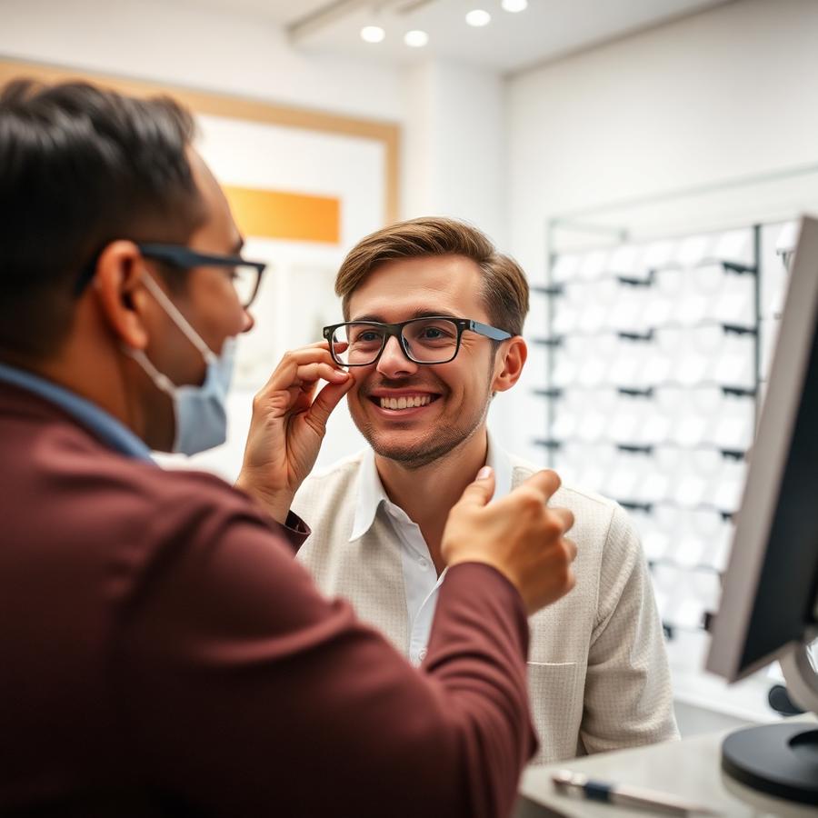 An optician fitting glasses on a patient (representative photo)